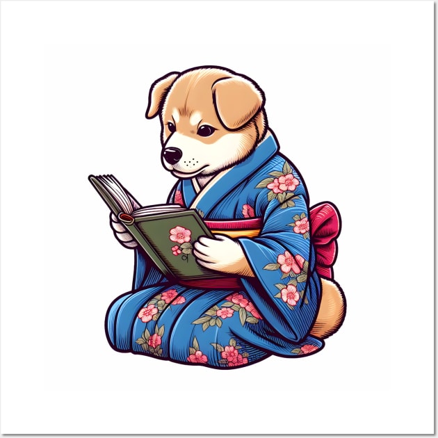 Reading puppy Wall Art by Japanese Fever